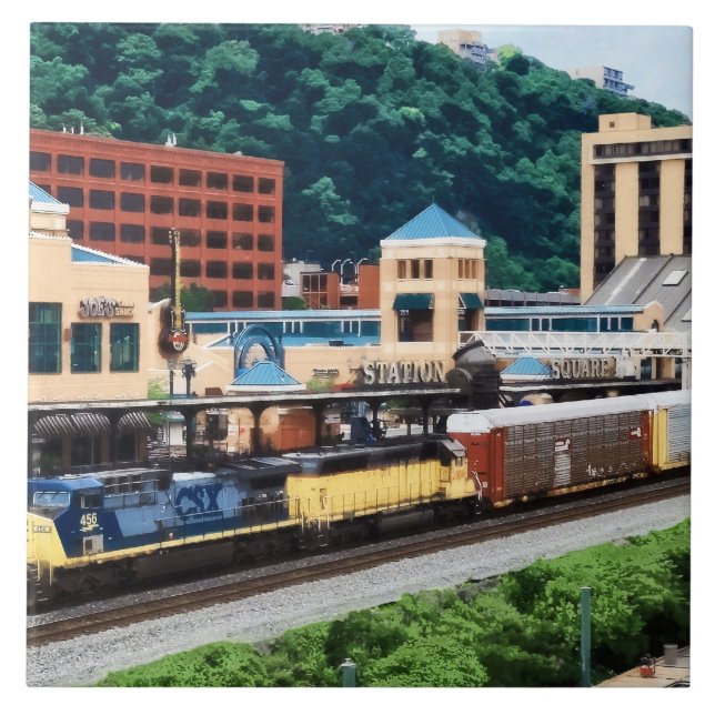 Carreau Pittsburgh PA - Train passant par Station Square (Devant)