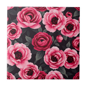 Carreau Pivoine Florale Vintage Rose Dramatique