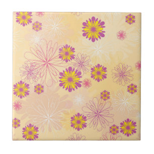 Carreau Pivoines Jaunes Violettes Jardin Floral Fleurs de