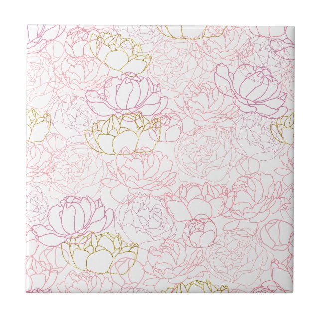 Carreau Pivoines touche d'or (Devant)