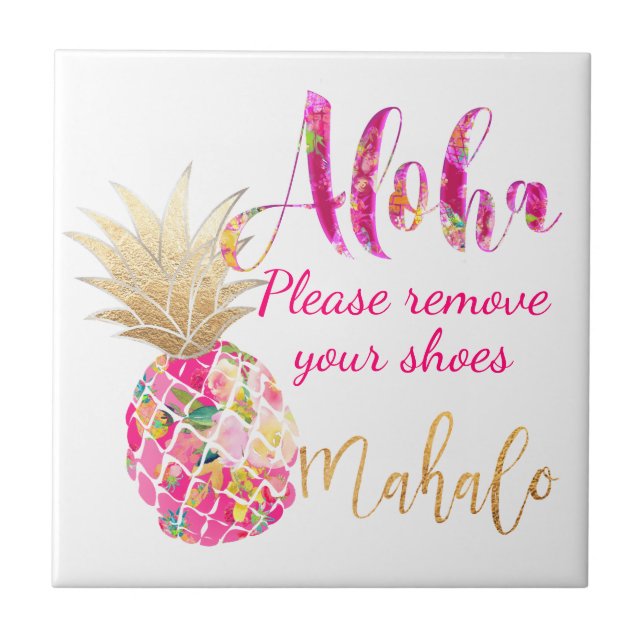 Carreau PixDezines Aloha Ananas, rose vif (Devant)