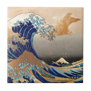 Carreau PixDezines Vintage, grande vague, Hokusai 葛 飾 北 斎 