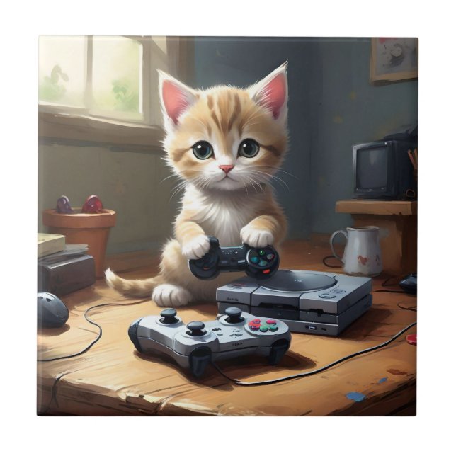 Carreau "Pixel Paws : The Gamer Kitten in Action" (Devant)