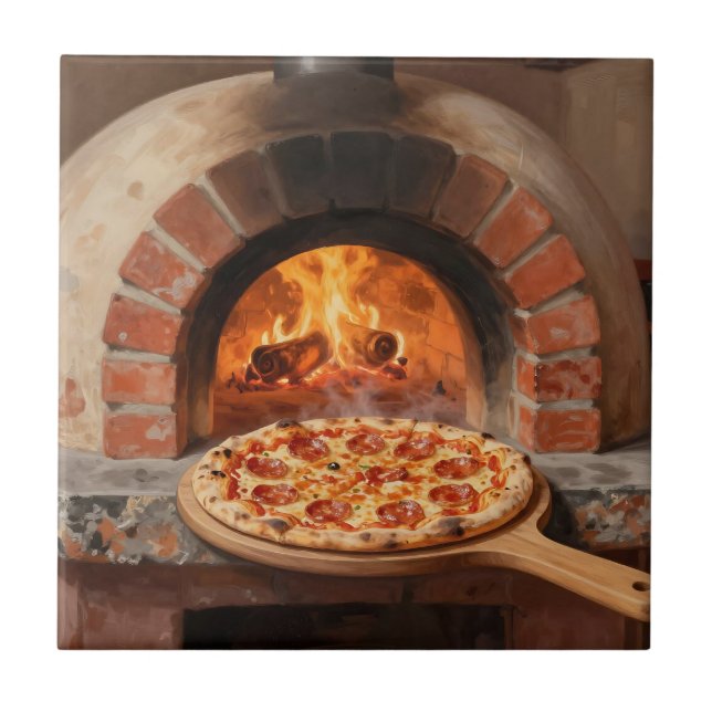 Carreau Pizza au Pepperoni Cuit au Feu de Bois Rustique It (Devant)