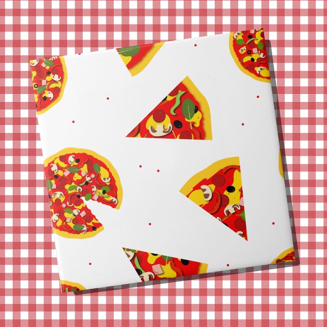 Carreau Pizza Slices Pizzeria moderne (Pizza patterned ceramic wall tile)