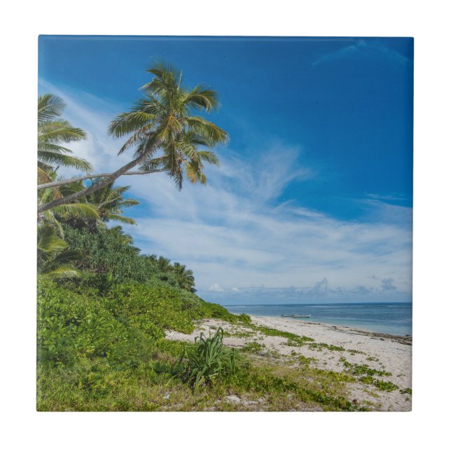 Carreau Plage de Kolovai bordée de palmiers (Devant)