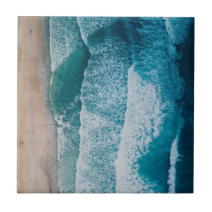 Carreau Plage de sable des vagues de l'océan bleu