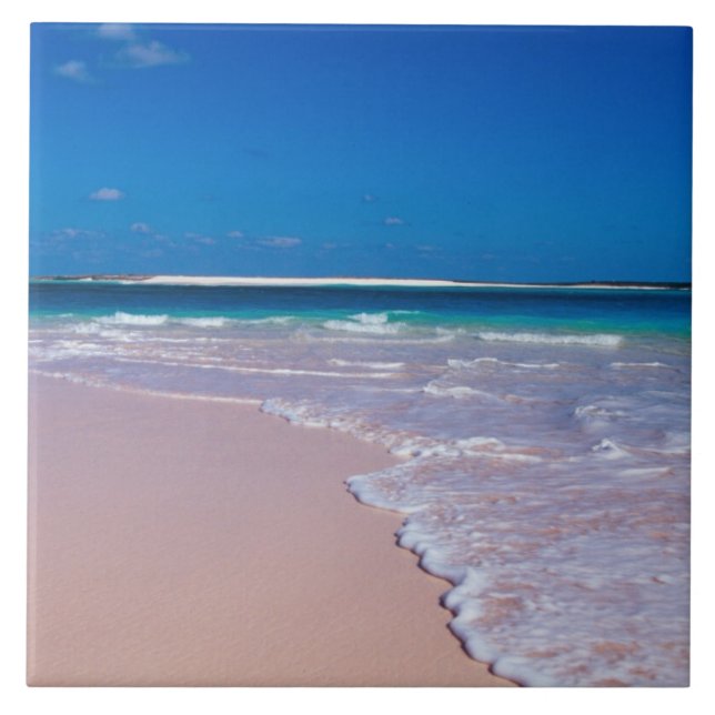 Carreau Plage de sable rose à Conch Bay, Cat Island, (Devant)