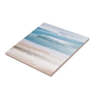 Carreau Plage de sable Vagues océaniques Aquarelle abstrai