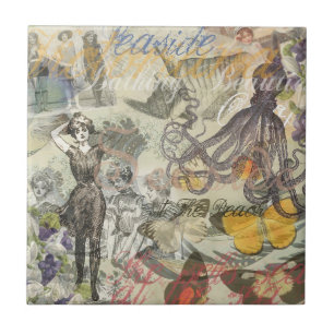 Carreau Plage du poulpe Antique Coastal Steampunk