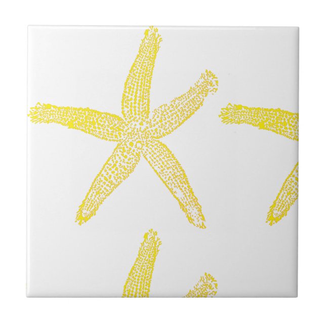 Carreau Plage étoile de mer jaune couleur vive cadeau  (Devant)