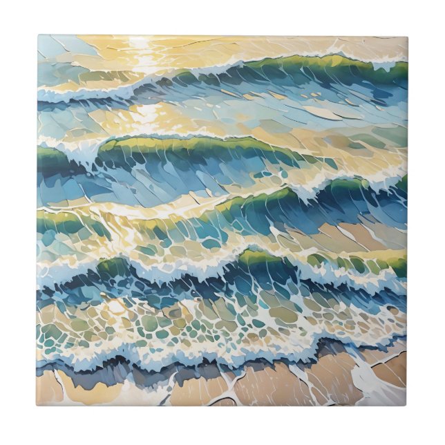 Carreau Plage Ocean Green Blue Jaune Design 345 (Devant)