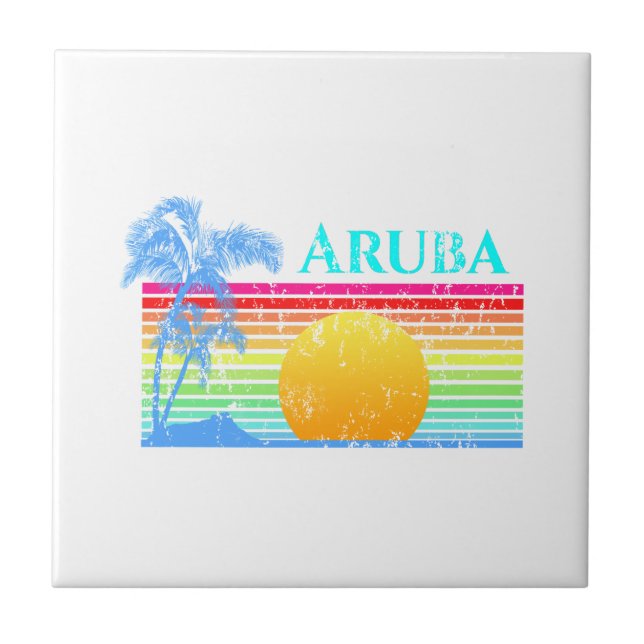 Carreau Plage Rétro Aruba Coucher de soleil (Devant)