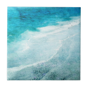 Carreau Plage Retro - Océan côtier Couleur d'eau bleue T