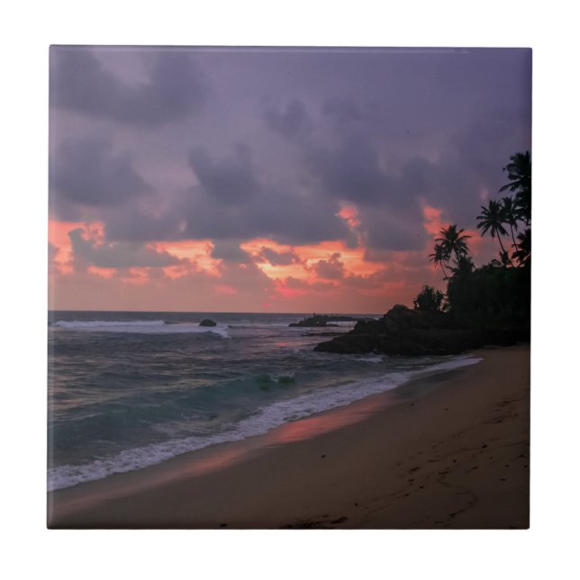 Carreau Plage romantique au crépuscule (Devant)