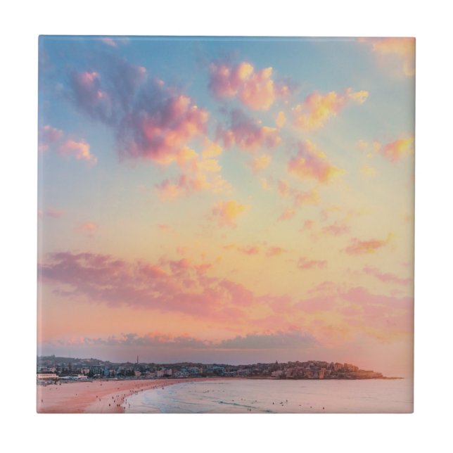 Carreau Plage rose soleil ciel doré belle vacances (Devant)