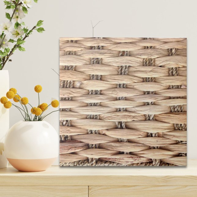 Carreau plage rustique île tropicale tissée (rustic beach tropical island woven wicker ceramic tile)