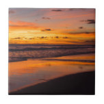 Carreau Plage Sunset Ocean Vue Orange Jaune<br><div class="desc">Enjoy the sunset every day with this design. The beautiful oranges and yellows make this sunset absolue stunny stunning and will be a great addito your beach themed bathroom.</div>