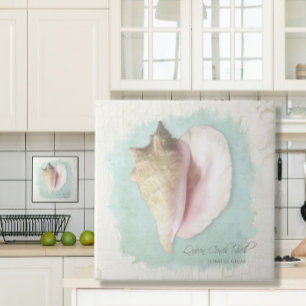 Carreau Plage Tropical Conch Shell Rustique Bois Aquarelle