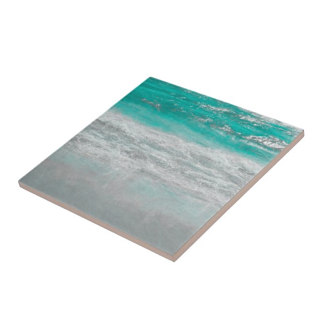 Carreau Plage tropicale Côte Turquoise White Ocean Waves (Côté)