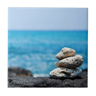 Carreau Plage tropicale d'océan de corail d'Hawaï de roc