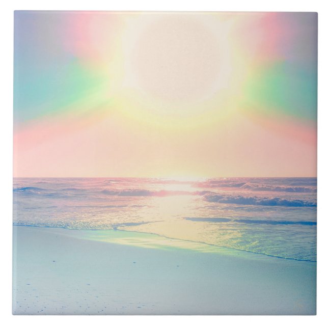 Carreau Plage tropicale Mer Soleil Coloré Été (Devant)