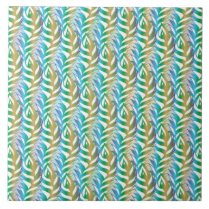Carreau Plage turquoise motif en plume amusante.