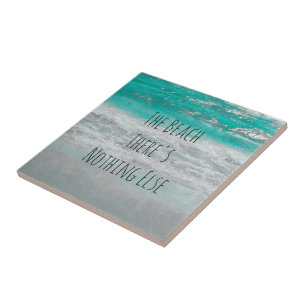 Carreau Plage Turquoise White Ocean Waves Phrase