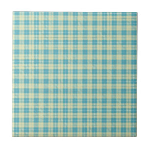 Carreau Plaid bleu et jaune pastel