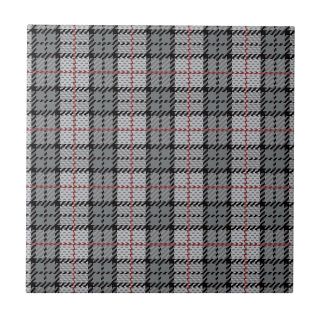 Carreau Plaid de pixel dans le gris avec la rayure rouge (Devant)