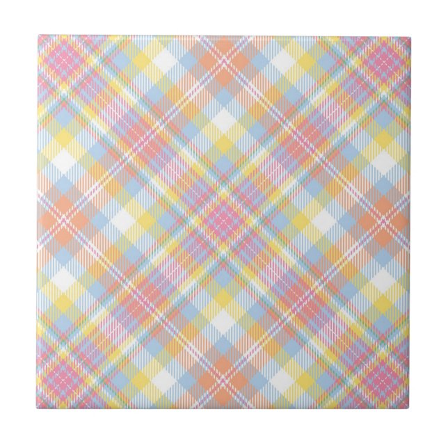 Carreau Plaid en pastel de rayure (Devant)