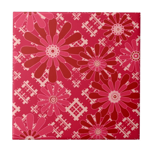 Carreau Plaid, floral, plaid, rouge, rouge, rustique (Devant)