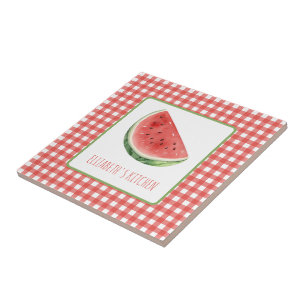 Carreau Plaid Gingham Rouge et Pastèque d'Été