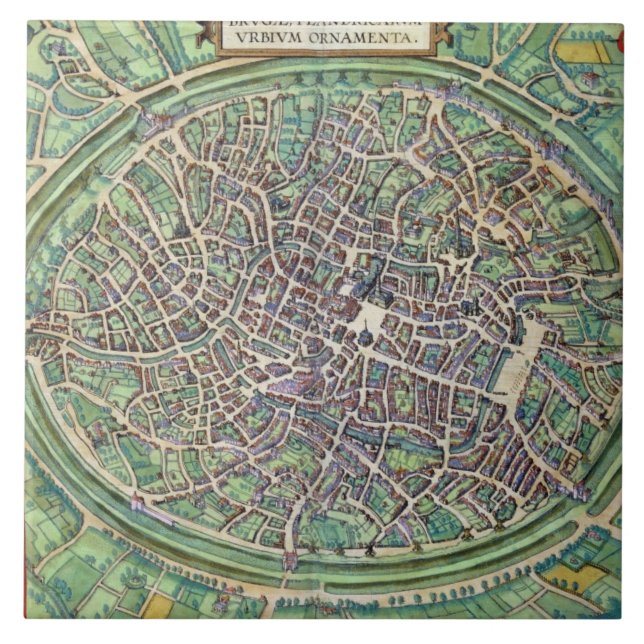 Carreau Plan de ville de Bruges, de 'Civitates Orbis (Devant)