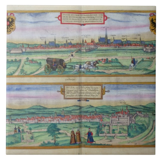 Carreau Plan de ville de Vienne et de Buda, de 'Civitates (Devant)
