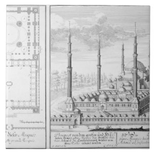 Carreau Plan et vue de la mosquée bleue (1609-16), établ