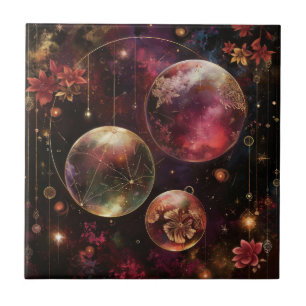 Carreau Planète Galaxie Fleurie Cristal Violet Cosmique