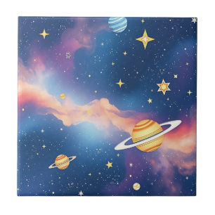 Carreau Planètes étoiles motif galaxie de rêve