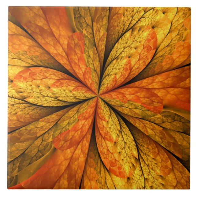Carreau Plante d'automne, Abstrait moderne Fractal Art Lea (Devant)