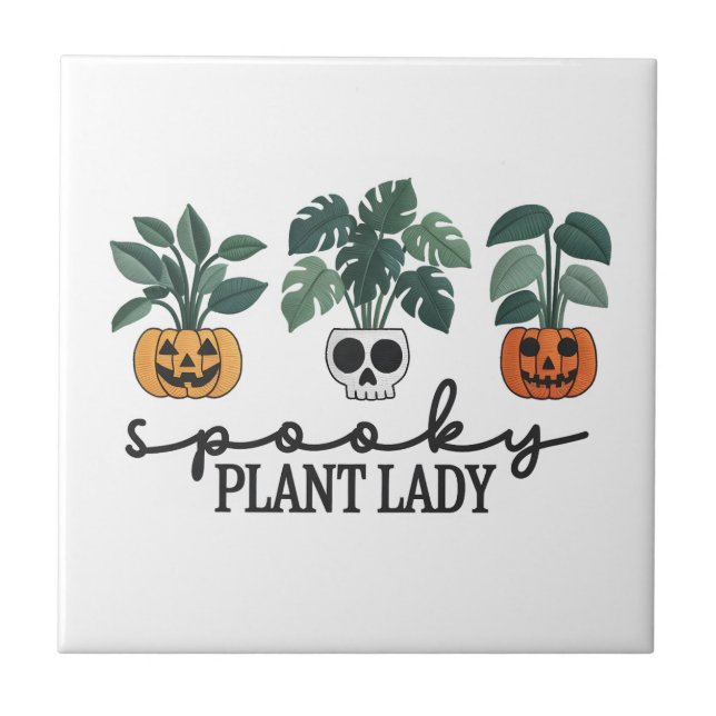 Carreau Plante éffrayant Lady Halloween Monstera Design (Devant)