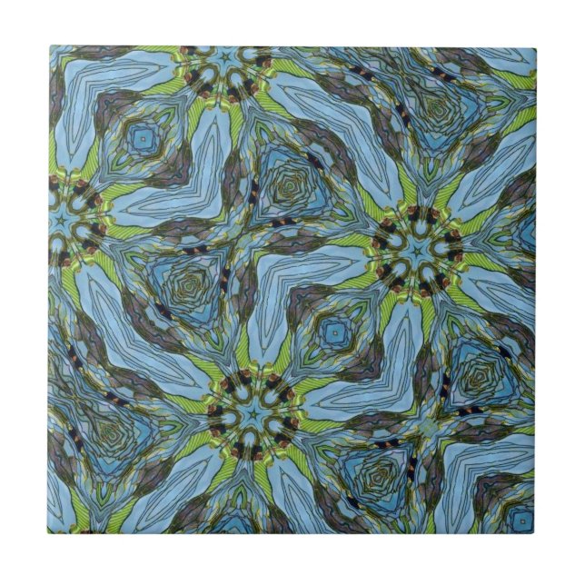 Carreau Plantes d'art abstrait géométrique turquoise (Devant)