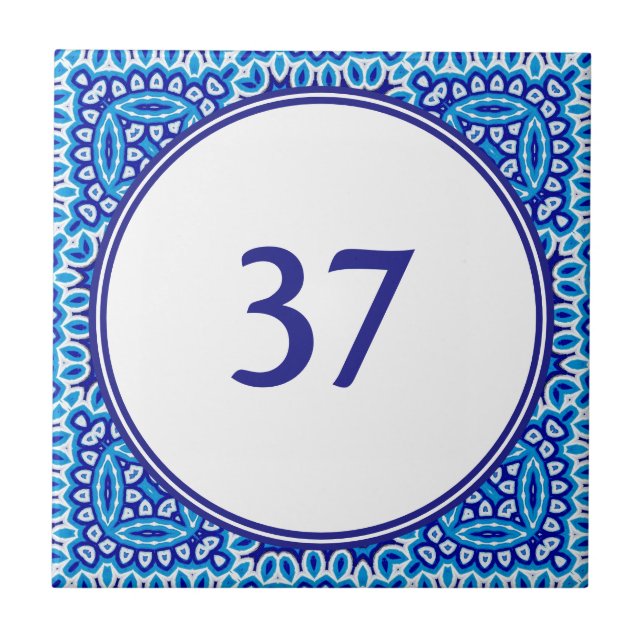 Carreau Plaque de coordonnées de la Maison Blanche et Bleu (Devant)
