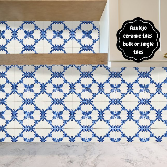 Carreau Plaque de nom de maison personnalisée Azulejo Bleu (Azulejo Mediterranean Blue Backsplash Ceramic Tile or Custom House Name Plate Plaque Sign. )