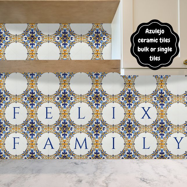 Carreau Plaque de nom personnalisée colorée Azulejo  (Azulejo Mediterranean Colorful Backsplash Ceramic Tile or Custom House Name Plate Plaque Sign.)