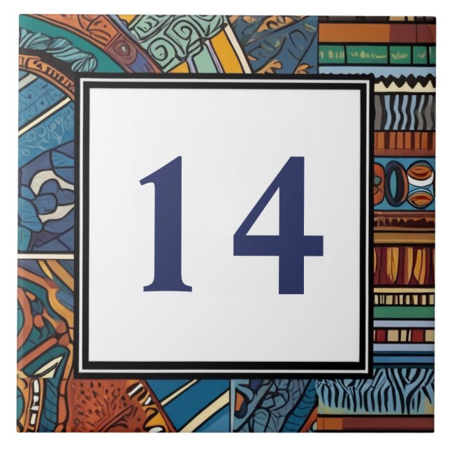 Carreau Plaque de signalisation moderne bleue Abstrait de  (Devant)