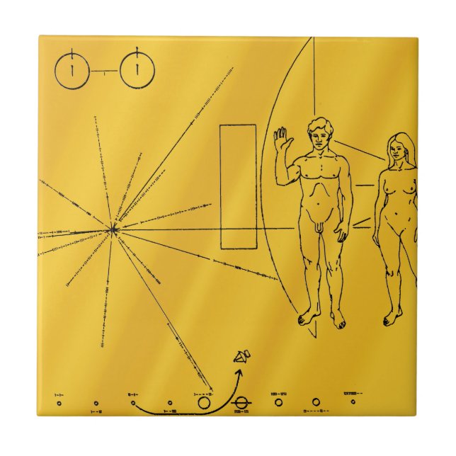 Carreau Plaque dorée de la sonde spatiale NASA Pioneer 10 (Devant)