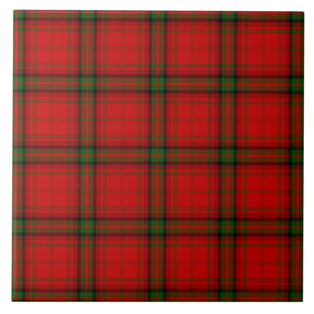 Carreau Plaque rouge vert tartan MacDougall (Devant)