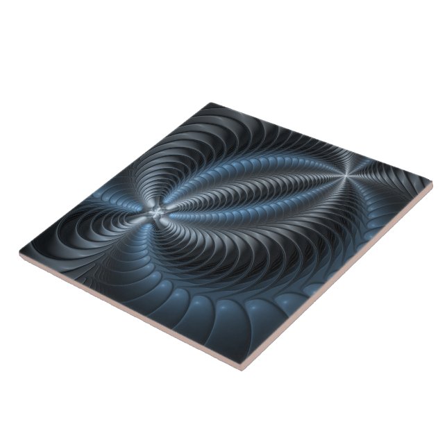 Carreau Plastique bleu gris 3D Fractal Art moderne Abstrai (Côté)
