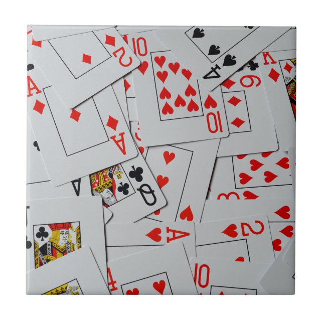 Carreau Plateau De Motif De Cartes De Jeu Éparpillées, (Devant)