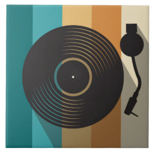 Carreau Platine de Vinyle Vintage Minimaliste Musique